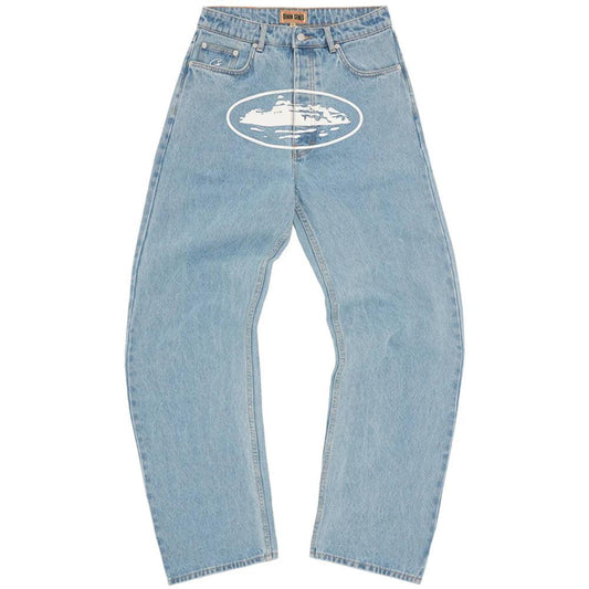 Corteiz Alcatraz Baggy Jeans Washed Blue
